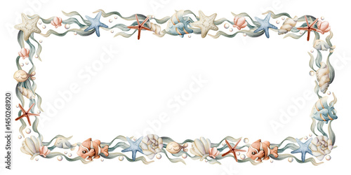 Photography Sea Fishes Shell Starfish Seaweed Frame
