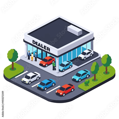 Isometric Car Dealership_ Auto Sales, Marketing Illustration