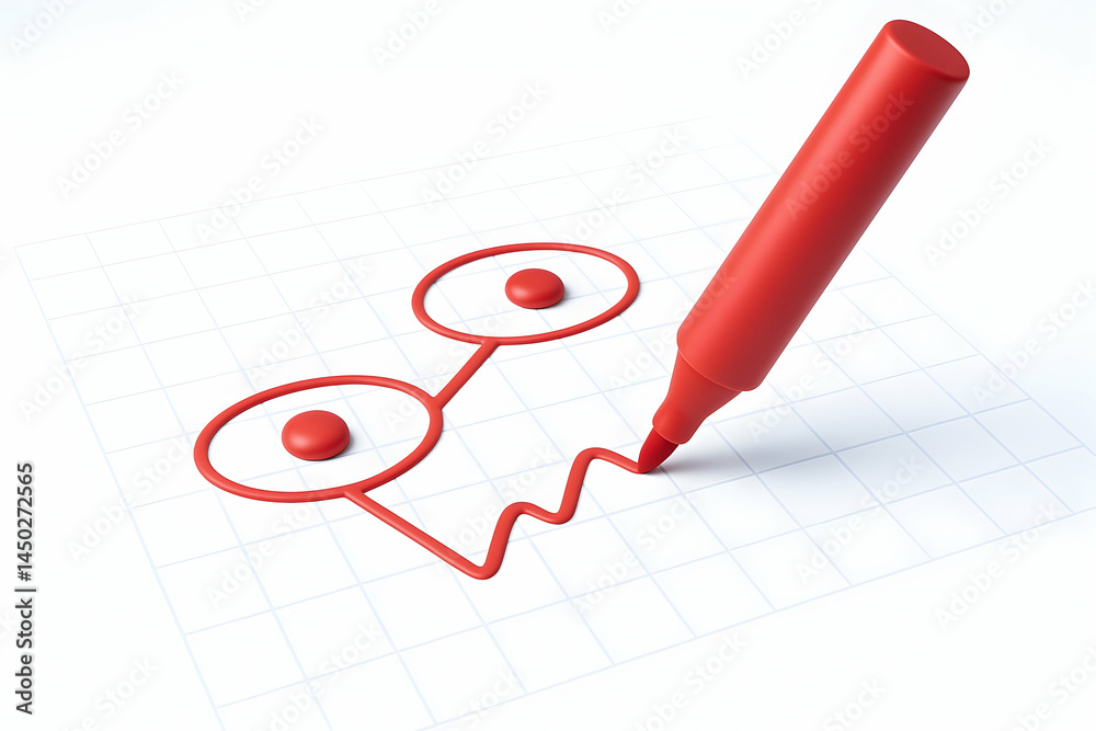 Creative drawing with red marker on paper. Creative drawing with red marker on paper.