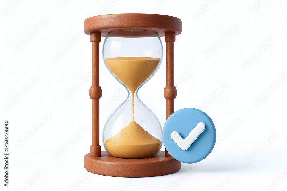 Hourglass symbolizing time management and success.