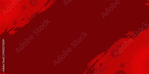 Red Abstract Brush Background with Sporty Style and Halftone Effect. Brush Stroke Illustration for Banner, Poster, or Sports Background