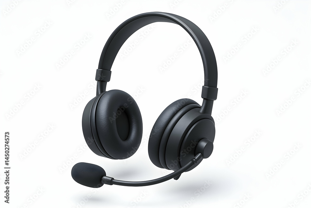 Modern black headset for clear audio communication. Modern black headset for clear audio communication.