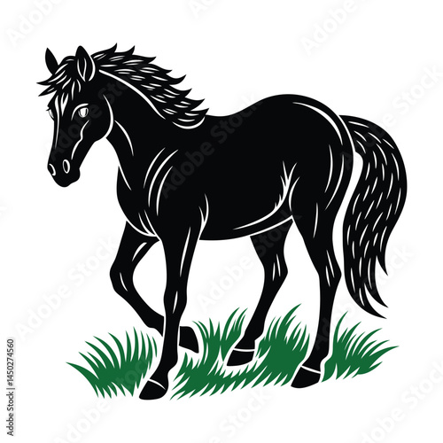 137 Vactor Horse Black red eating Horse jumping Horse Friend Horse Icon Flat Graphic  Farm Girl Horse  