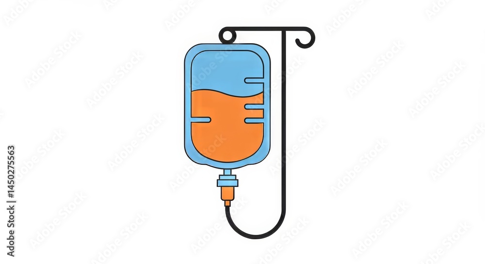 Stylized Intravenous Drip Illustration with Medical Solution for Health Recovery Stylized Intravenous Drip Illustration with Medical Solution for Health Recovery