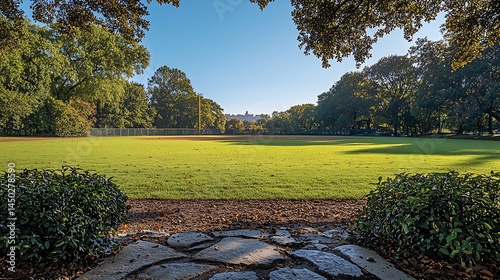 Outdoor view of a grassy area