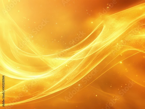 Golden Light Abstract Background With Shining Lines And Particles
