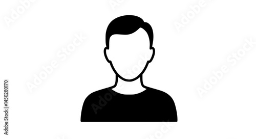Outlined man's upper body, black and white icon