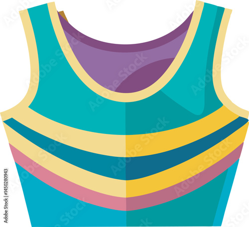 A vibrant vector art illustration of a stylish crop top, showcasing modern fashion with clean lines and bold colors.