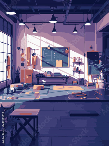 vector illustration of a gymnasium or gym with equipment for exercise