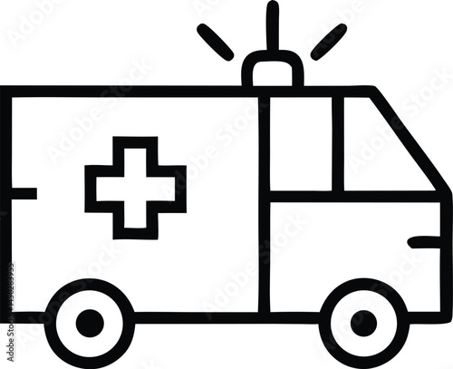ambulance outline icon on transparent background. vector illustration 