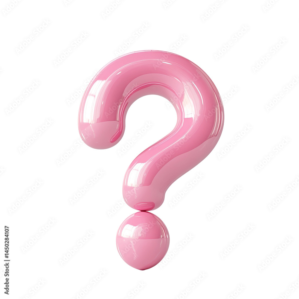 Naklejka premium A 3D rendering of a pink question mark with a shiny finish. It is isolated and stands out clearly against the background, perfect for conveying queries or curiosity