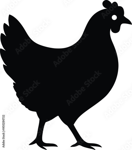 Simple Black Silhouette of a Hen, Basic Black Silhouette of a Hen