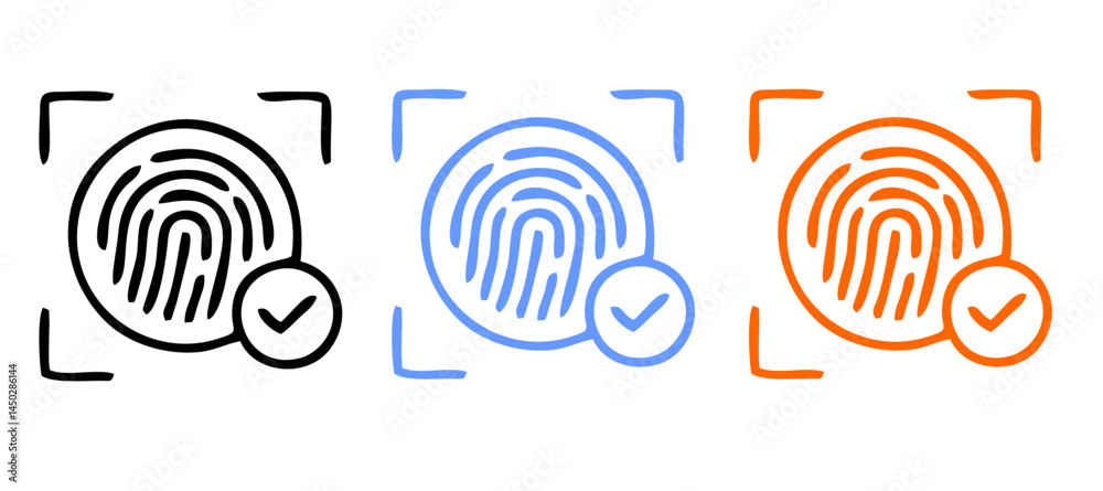 Biometric Identification by Finger Print, Eye Recognize, Touch ID Line Icon Set. Scan QR Code, Barcode Technology Pictogram. Security Protection Symbol. Editable Stroke Biometric Identification by Finger Print, Eye Recognize, Touch ID Line Icon Set. Scan QR Code, Barcode Technology Pictogram. Security Protection Symbol. Editable Stroke