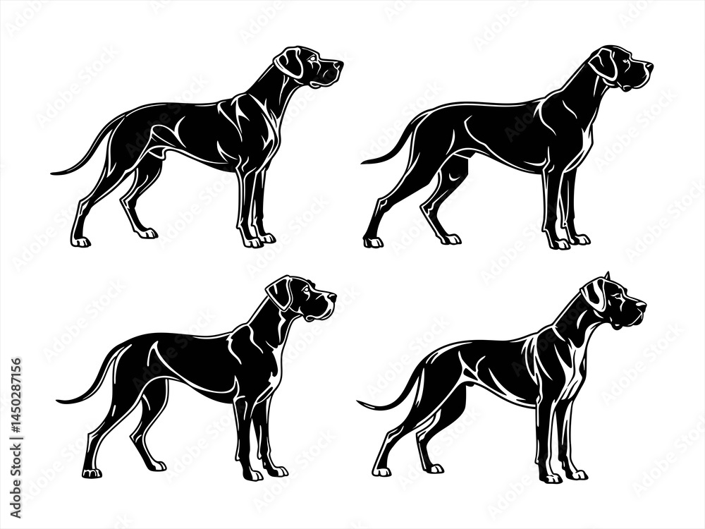 Fototapeta premium great dane sihouette black vector bundle