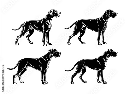 great dane sihouette black vector bundle