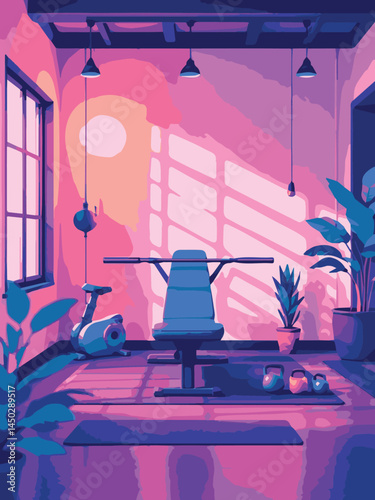 vector illustration of a gymnasium or gym with equipment for exercise