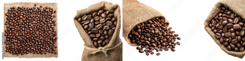 Fototapeta premium Roasted coffee beans in burlap sacks