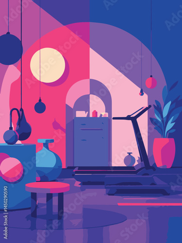 vector illustration of a gymnasium or gym with equipment for exercise