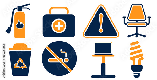 Workplace Safety and Environment Icon Set