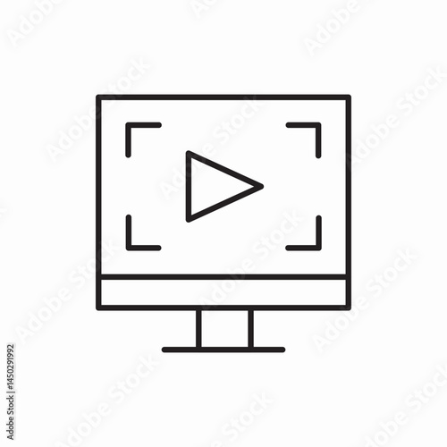 Video viewer watching media icon vector sign