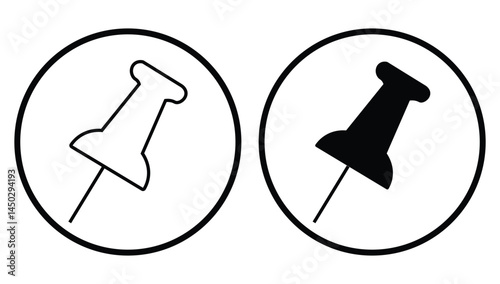 Push pin icon Flat outline set collection. push pin icon, simple flat style, illustration, logo sign symbol pictogram template
