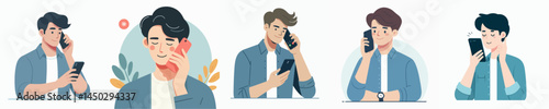 someone is calling using a mobile phone style vector flat design