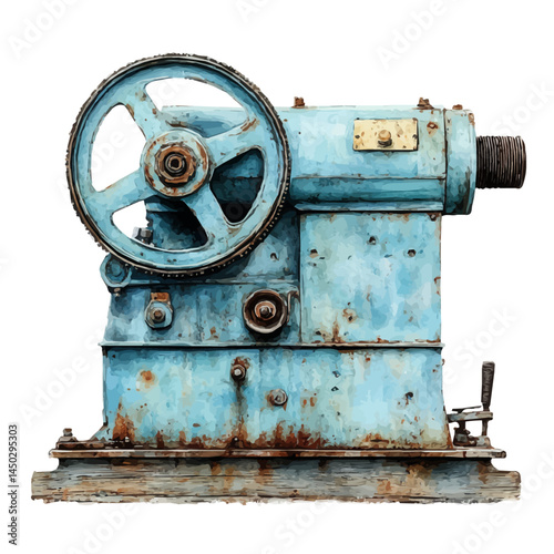 Grinding Machine With Rotating Disc, watercolor vector, isolated on a white background.