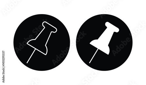 Push pin icon Flat outline set collection. push pin icon, simple flat style, illustration, logo sign symbol pictogram template
