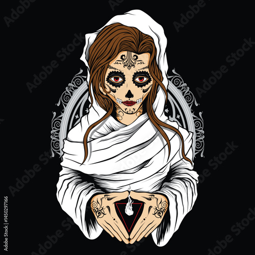 white sugar skull nun design.eps