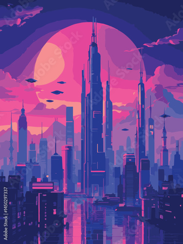 city at night vector illustration