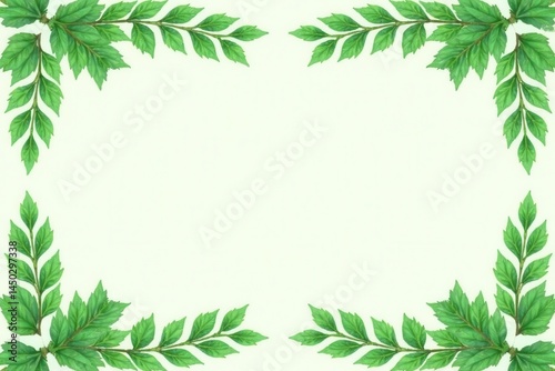 Muted emerald laurel wreath corner seamless pattern background, frame, illustration, tile