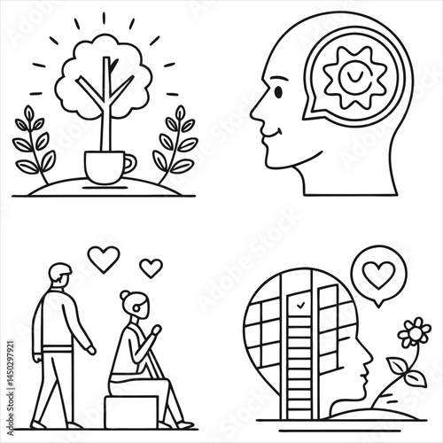 Mental Health & Wellness Icons: Visual Symbols of Healing, Growth, and Self-Care