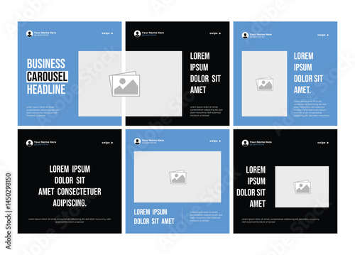 Six page linkedin carousel post, social media Instagram carousel post, modern and editable business carousel template design