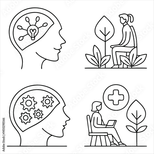 Mental Health & Wellness Icons: Visual Symbols of Healing, Growth, and Self-Care