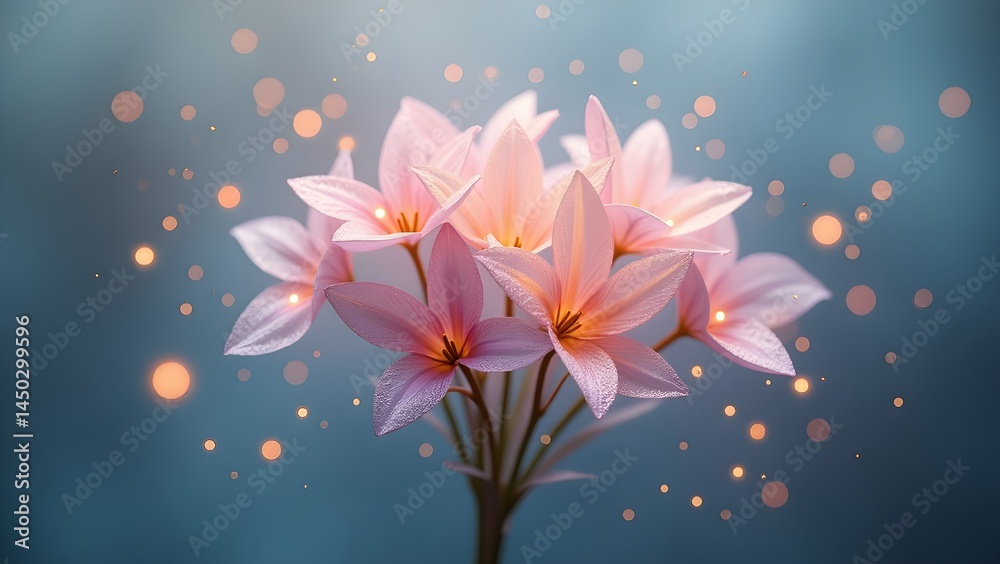 Obraz premium Blooming Flowers with Delicate Petals and Bokeh Light