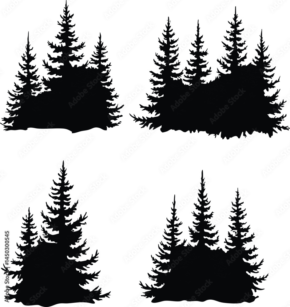 Obraz premium set of christmas tree vector illustration