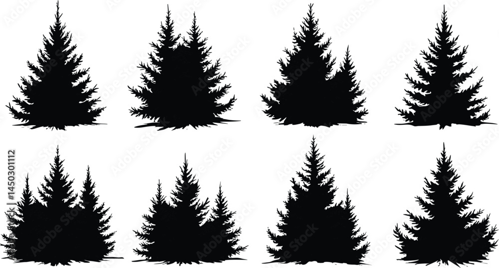 Fototapeta premium collection a set of Christmas trees