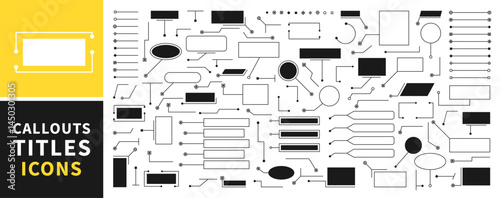 Set of Сallouts titles. Hud callout titles. Callout bar labels, window templates with information. Set of templates, modern banners, presentation isolated. Quote text. Vector illustration.