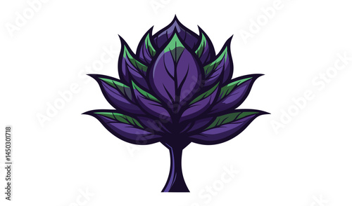 Stylized purple lotus tree illustration design
