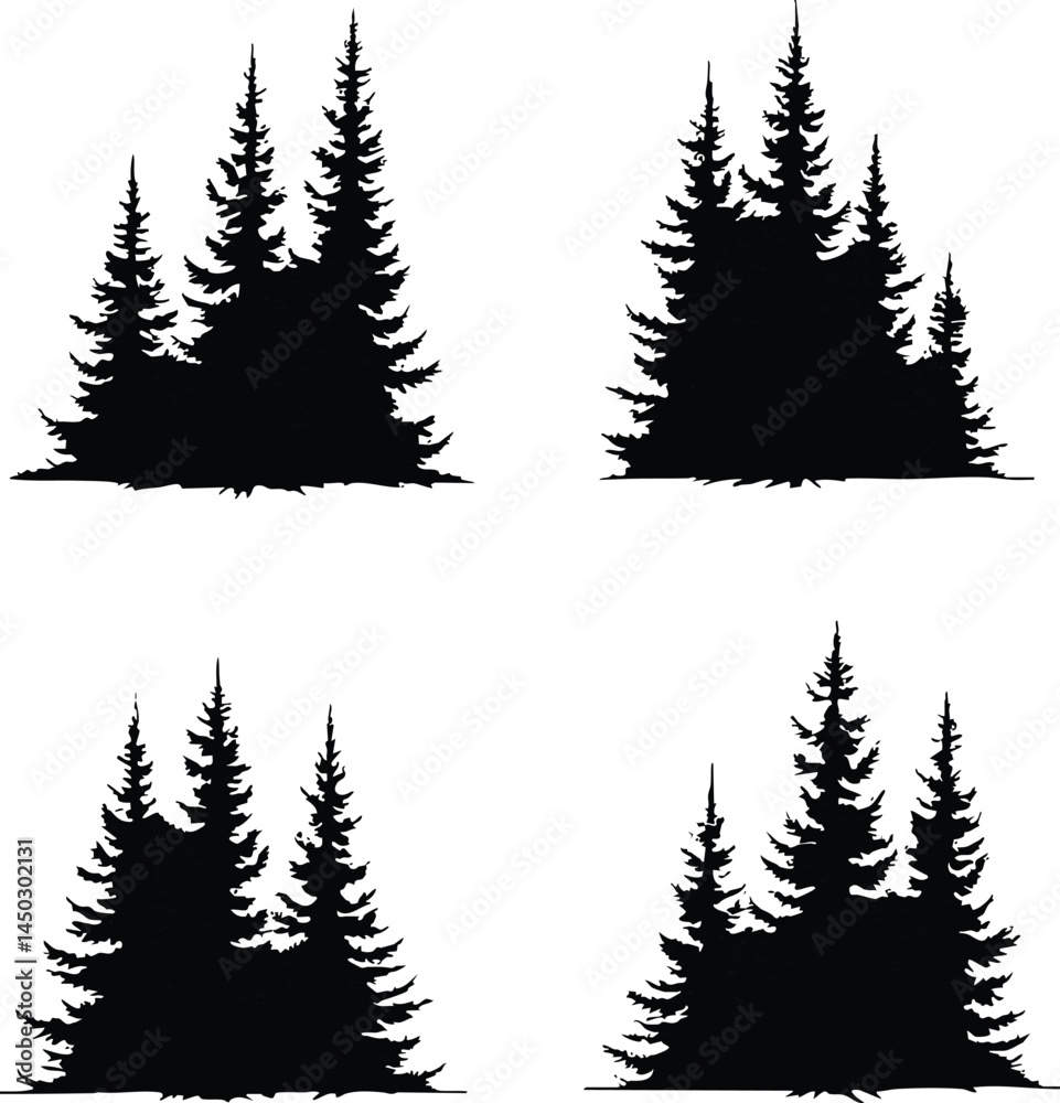 Obraz premium christmas trees set