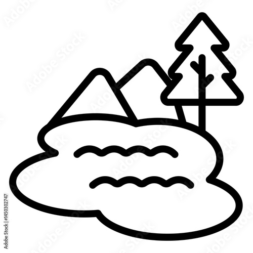 Lake & Pond Vector Line Icon Design