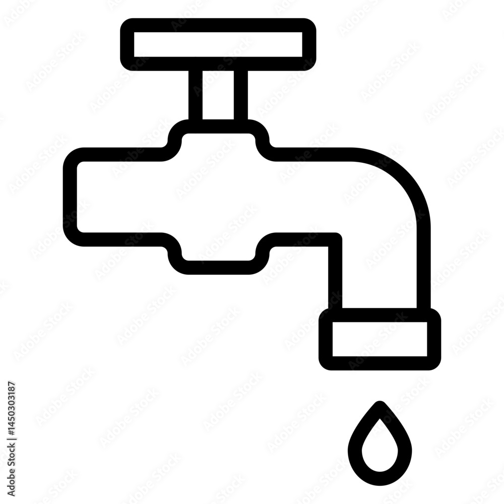 Low-flow Faucet Vector Line Icon Design Low-flow Faucet Vector Line Icon Design
