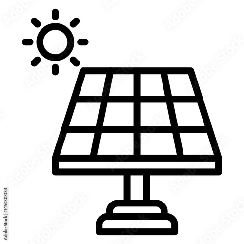 Solar Panel Vector Line Icon Design