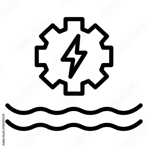 Hydro Power Vector Line Icon Design