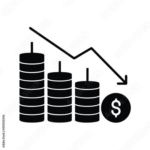 Money decreasing Vector icon