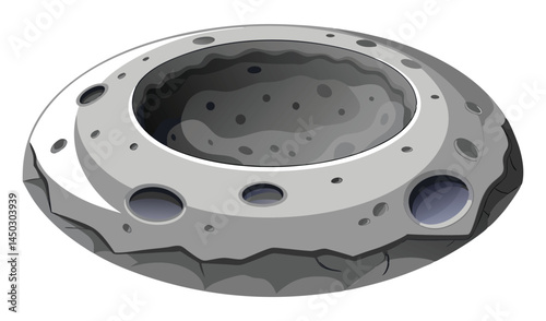 Simple cartoon illustration of a moon crater