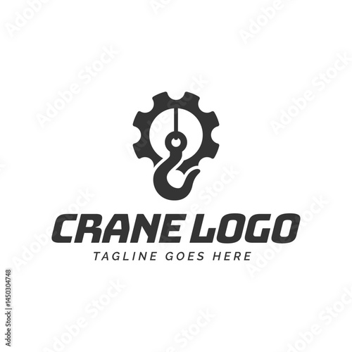 Crane hook logo. heavy equipment or construction logo isolated on white background.