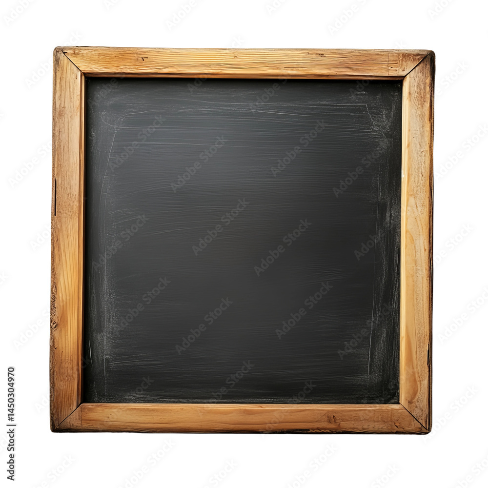 An empty school chalkboard in a wooden frame, ready for new ideas and messages. The chalkboard is a blank slate, offering creative potential An empty school chalkboard in a wooden frame, ready for new ideas and messages. The chalkboard is a blank slate, offering creative potential