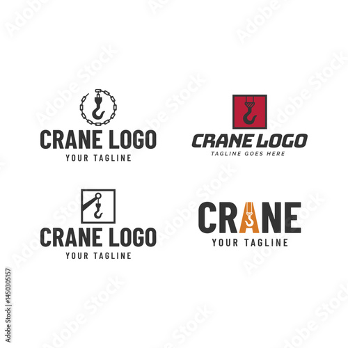 Set of Crane hook logo. heavy equipment or construction logo isolated on white background.