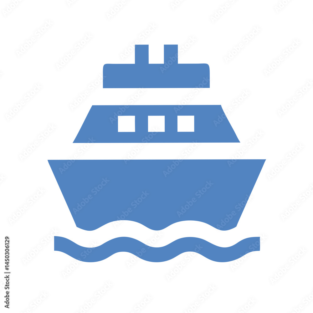 Cruise ship icon in minimalist style against a white background Cruise ship icon in minimalist style against a white background